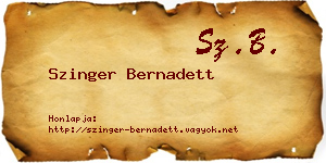 Szinger Bernadett névjegykártya